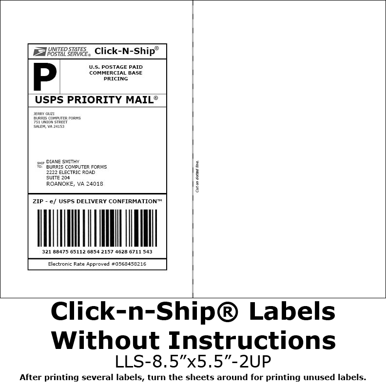 400 Shipping Labels for printing USPS UPS  Click N Ship Postage Self Stick 