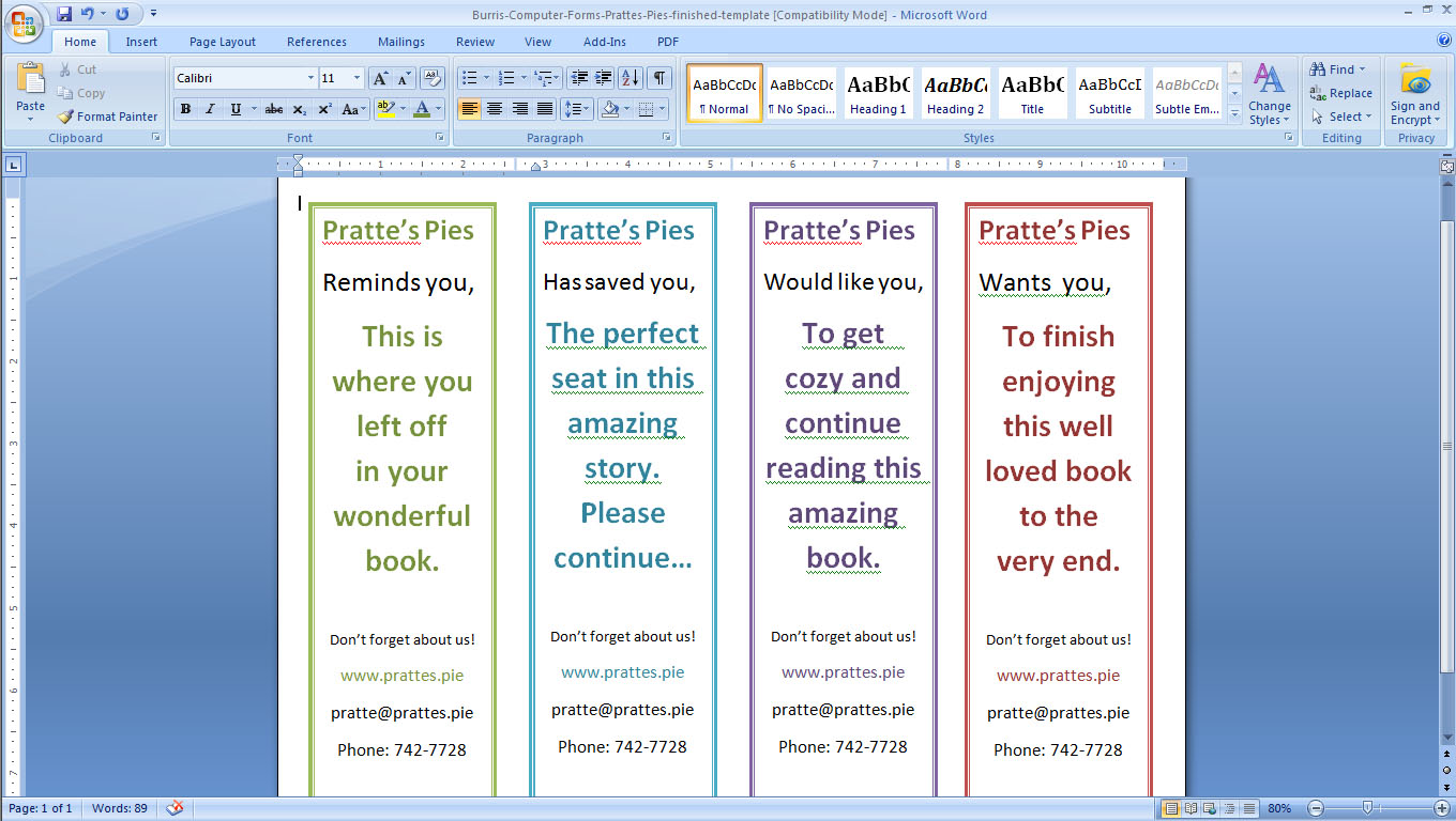 How To Make Printable Bookmarks In Word Printable Templates