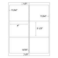 Label 6UP 4" X 3 1/3" w/1 vertical perf  Template for Micr
