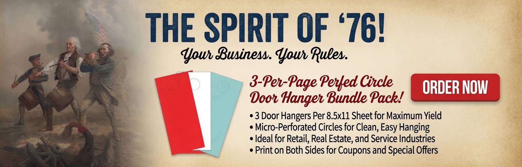 Honor America with the Spirit of '76 3 per page door hanger pack