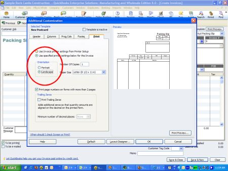 is column size a quickbooks online settings
